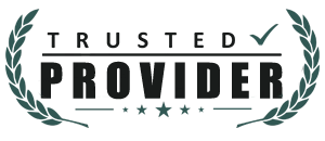 Black and green Trusted Provider Badge.
